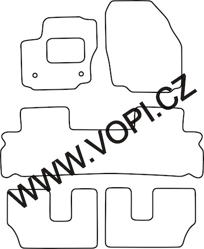 Autokoberce Ford S-max I 7 mist 2006 - 2015 ( kulaty fix) 2 řada dlouhá zadní rohož Perfectfit (14019)